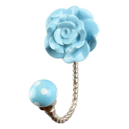 Turquoise Flower Ceramic Hook in Silver Fitting